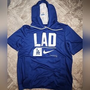 Los Angeles Dodgers Nike Performance Short Sleeve Lightweight Hooded Top Men's M